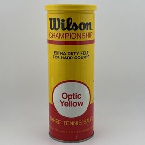 Vintage NEW Wilson Championship Tennis Balls Can Optic Yellow Hard Crt USA Tin 3